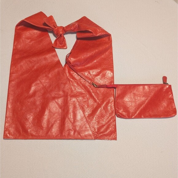 Sabina New York Red Leather Shoulder Bag Designer Purse & Wristlet  Mag Closure - Picture 1 of 12